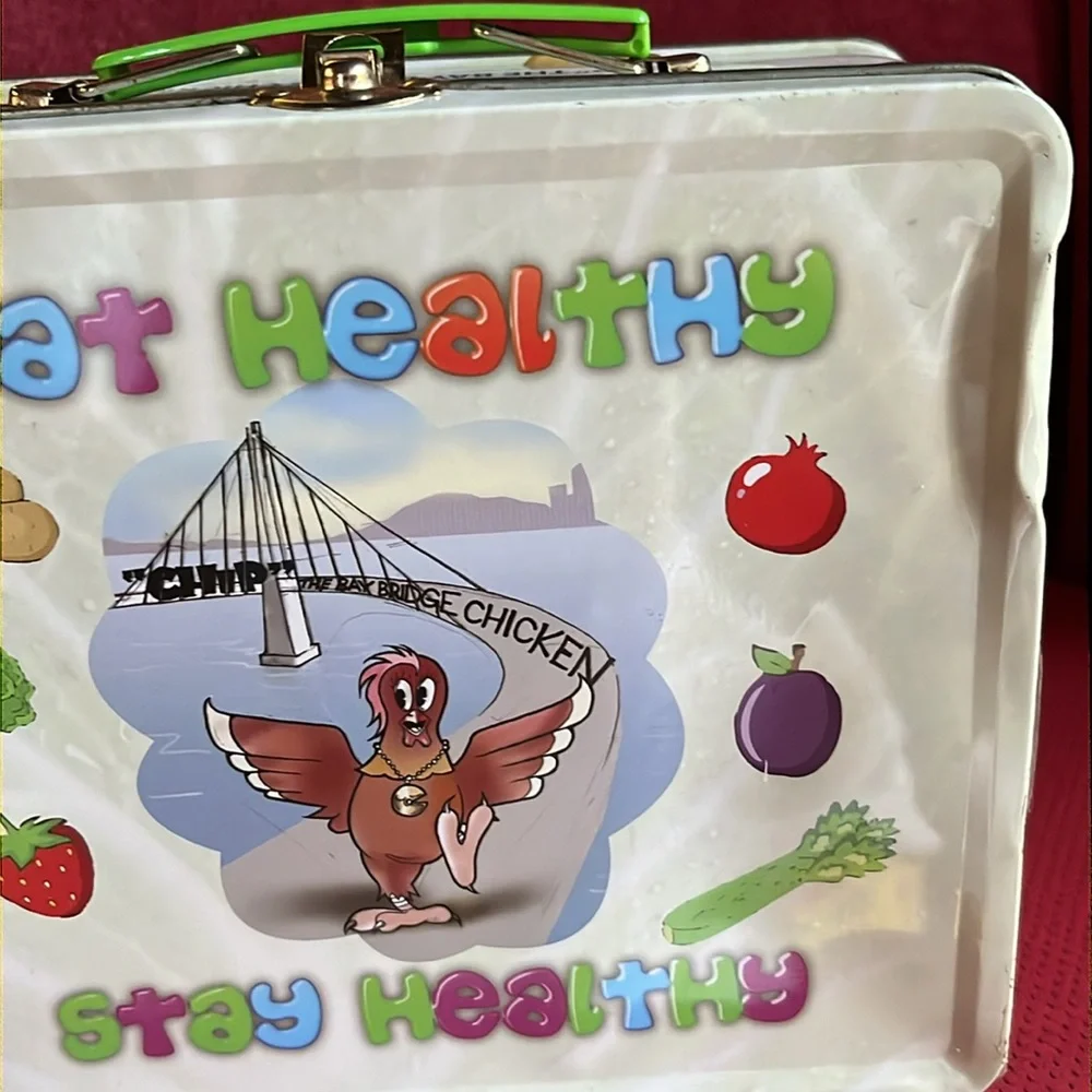 Vintage Chip the Bay Bridge Chicken lunch box, San Francisco  Colorful